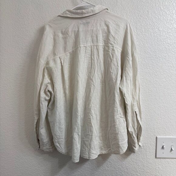 CARBON38 Linen Oversized Button Up Shirt Cream Size Large - Picture 3 of 6